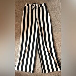 Black & White Striped Wide Leg Pant